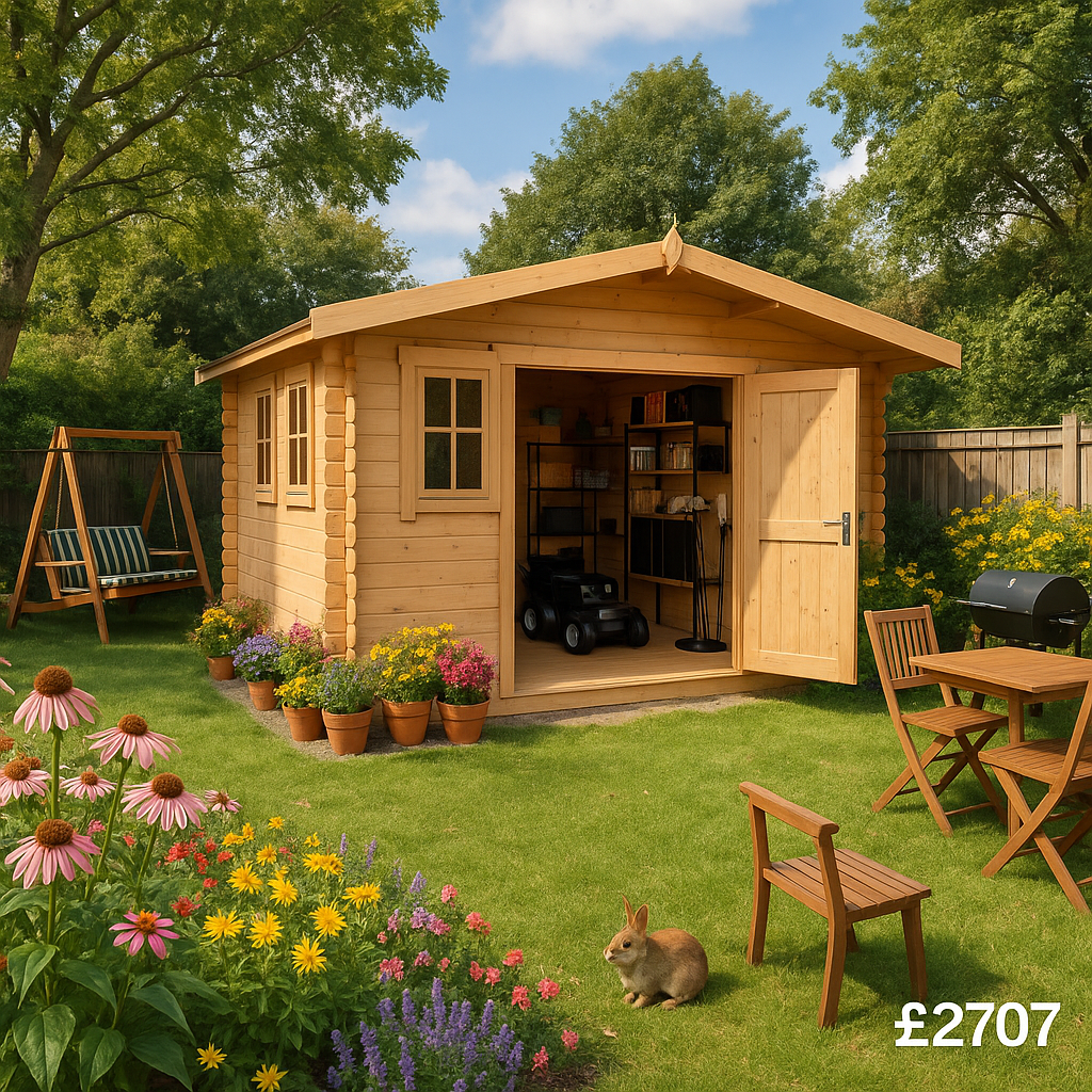 12'x10' Javan Reduced Height Log Cabin - Workshop Log Cabins - 0% Finance - Buy Now Pay Later - Tiger Sheds