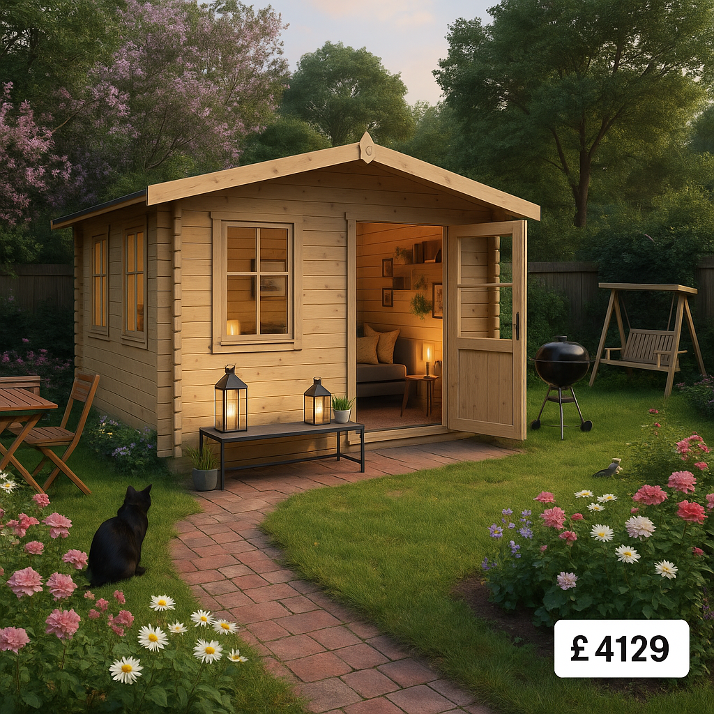 12'x12' Milne Log Cabin - 44mm Garden Log Cabins - 0% Finance - Buy Now Pay Later - Tiger Sheds