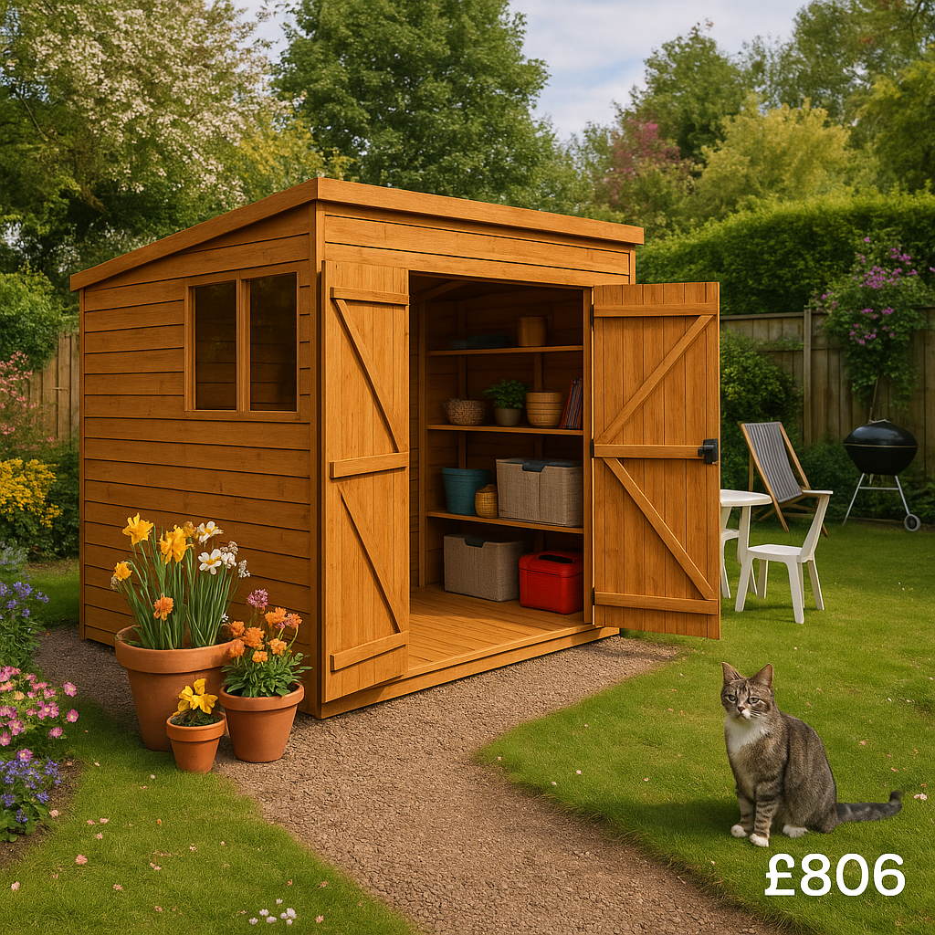 12'x4' Shiplap Pent 2-Door Shed With Windows - Custom Garden Sheds - TigerFlex Fast Delivery - 0% Finance - Buy Now Pay Later - Tiger Sheds