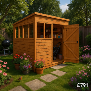 12'x4' Sunlit Pent Shed (Extra Windows) - Custom Garden Sheds - TigerFlex Fast Delivery - 0% Finance - Buy Now Pay Later - Tiger Sheds