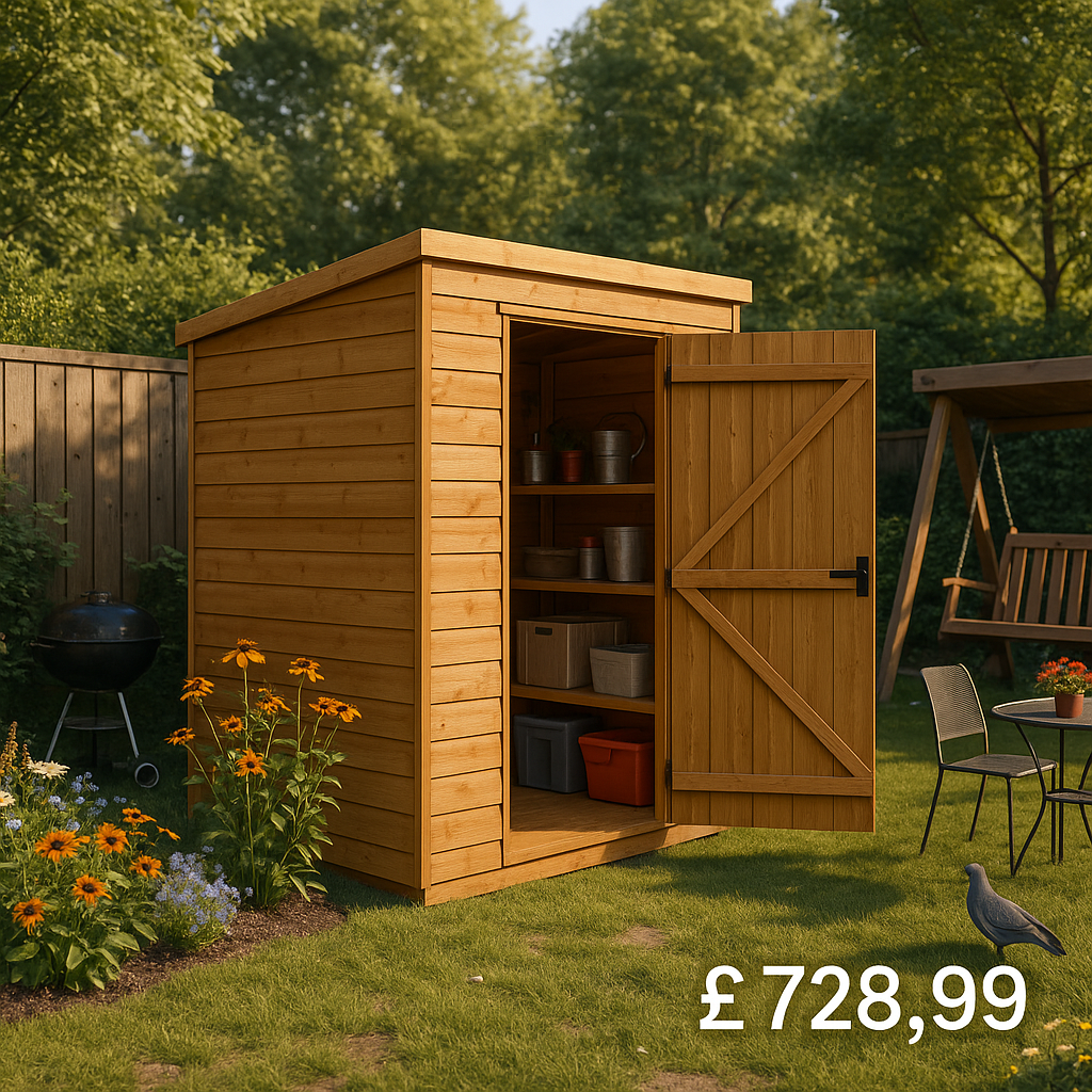 12'x4' Tigerflex Shiplap Pent Windowless Shed - Fast Delivery Outdoor Wooden Shed - 0% Interest Free Monthly Finance Available - Buy Now Pay Later -