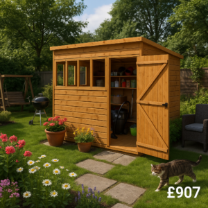 12'x6' Sunlit Pent Shed (Extra Windows) - Custom Garden Sheds - TigerFlex Fast Delivery - 0% Finance - Buy Now Pay Later - Tiger Sheds
