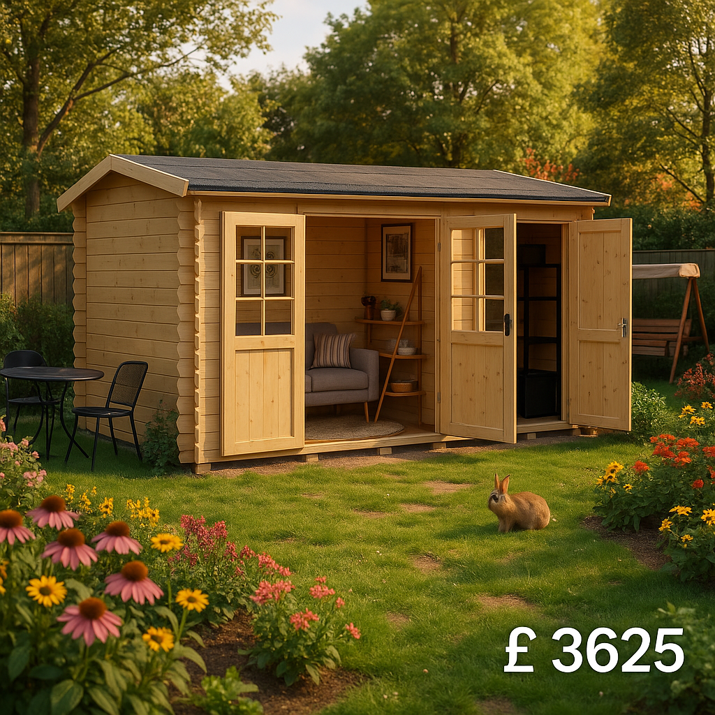 12'x8' Capetus Reduced Height Log Cabin - 44mm Garden Log Cabins - 0% Finance - Buy Now Pay Later - Tiger Sheds