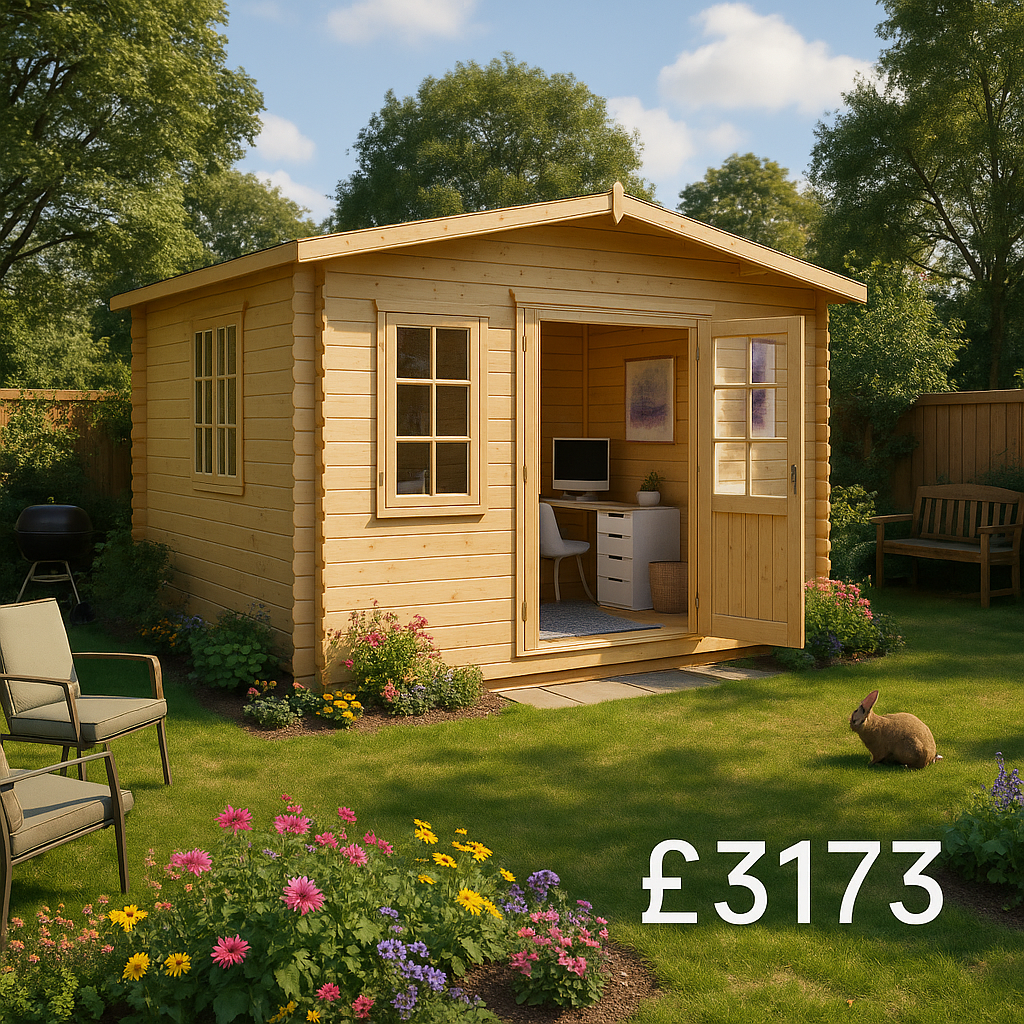 12'x8' Martel Log Cabin - 44mm Garden Log Cabins - 0% Finance - Buy Now Pay Later - Tiger Sheds