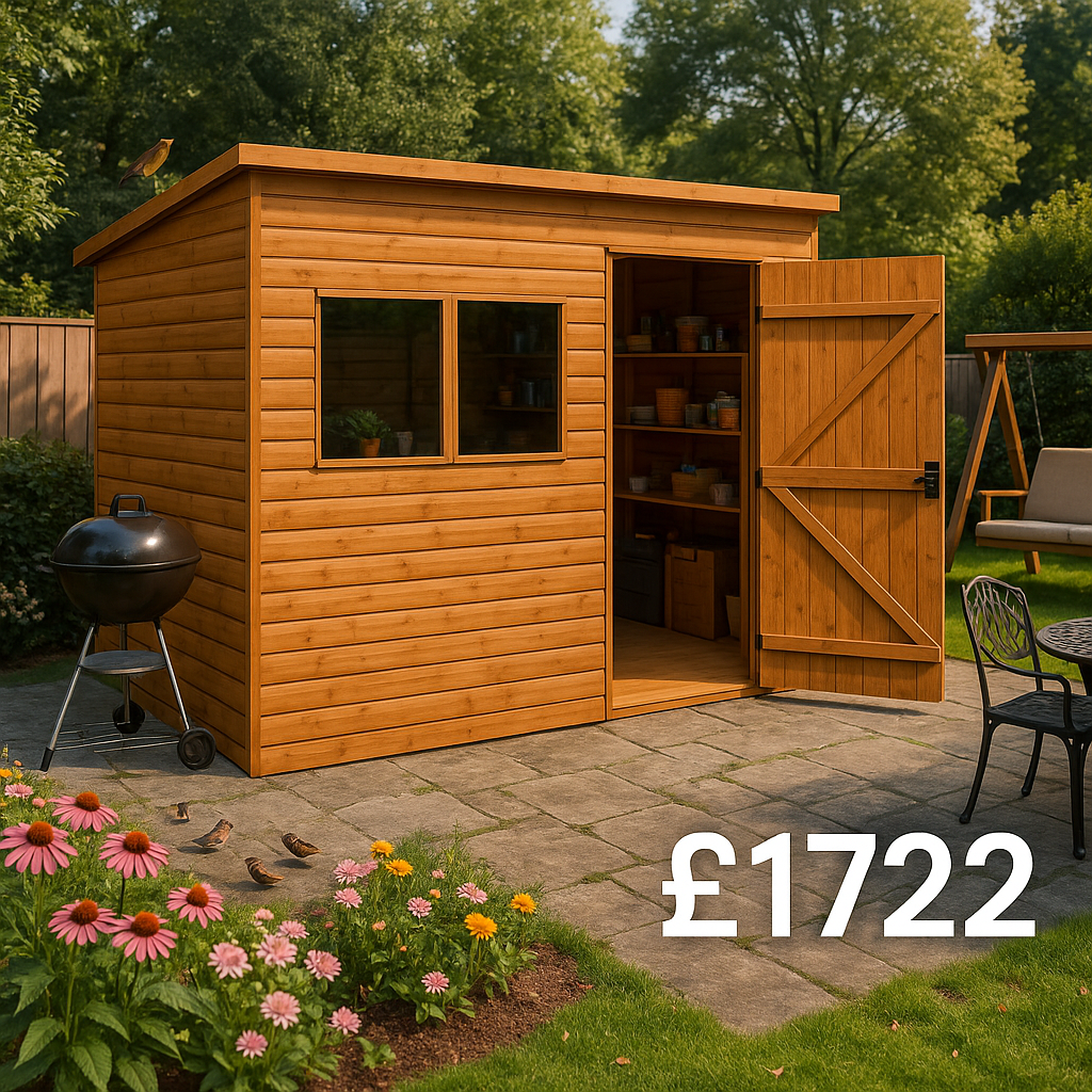 12'x8' Tiger Loglap Extra High Pent - Wooden Garden Sheds - 0% Finance - Buy Now Pay Later - Tiger Sheds