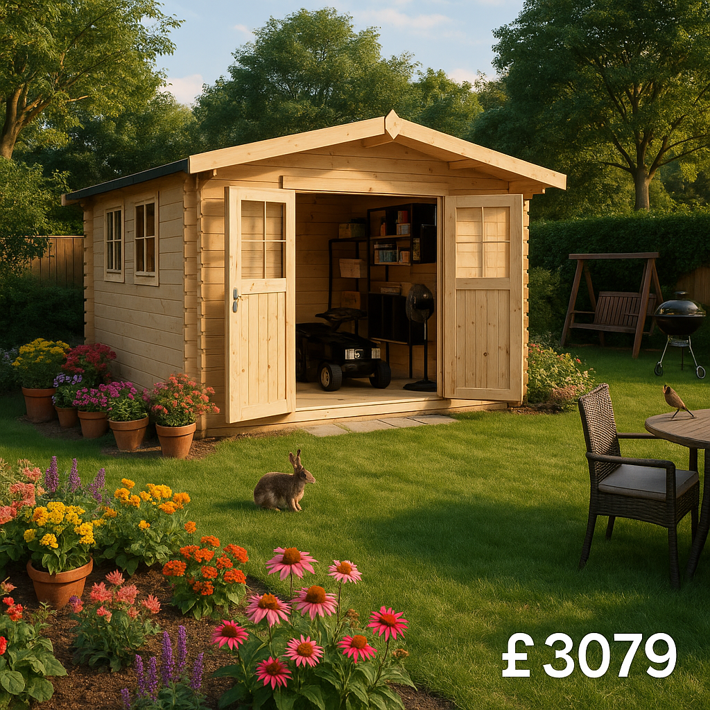 14'x10' Javan Reduced Height Log Cabin - Workshop Log Cabins - 0% Finance - Buy Now Pay Later - Tiger Sheds