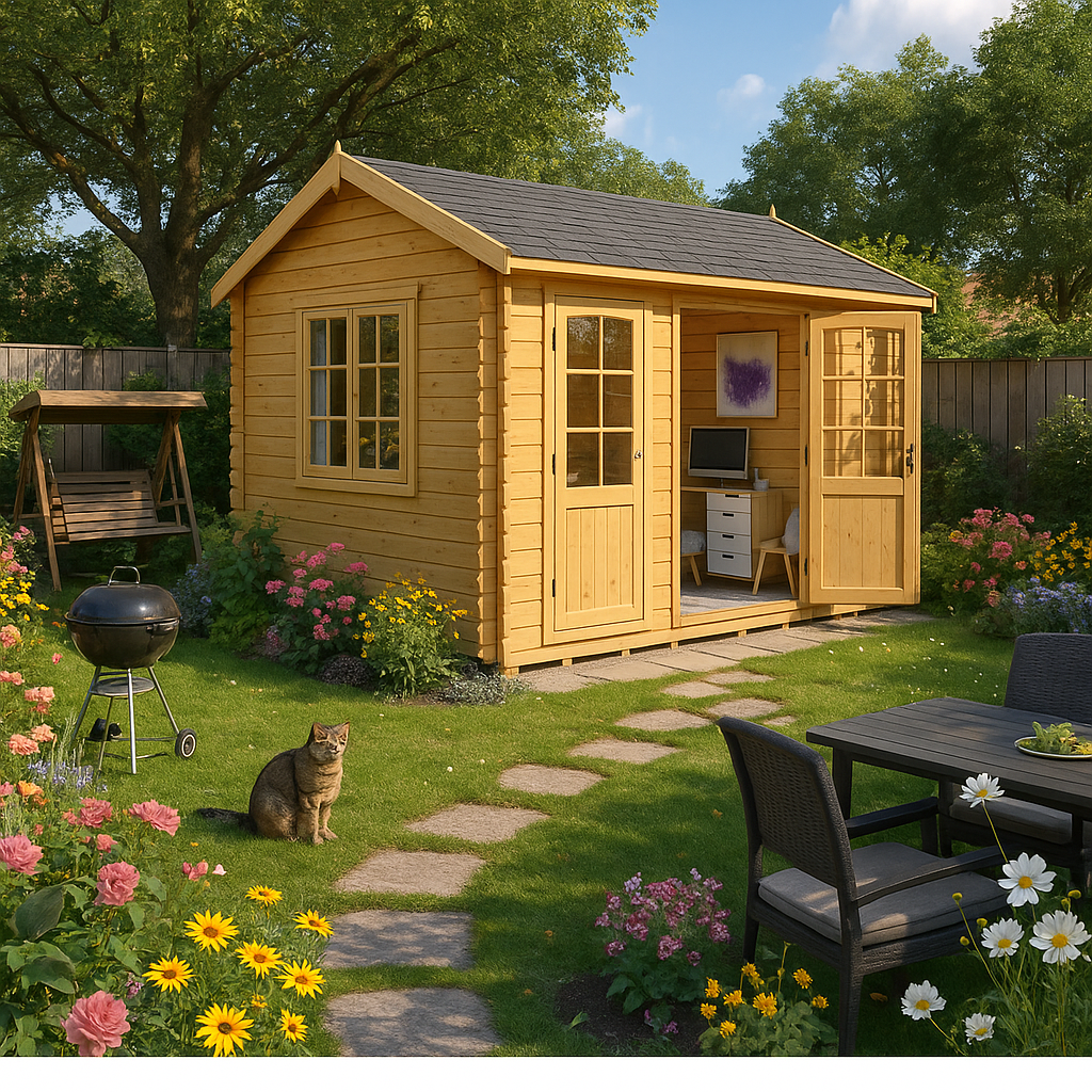 14'x10' Martel Log Cabin - 44mm Garden Log Cabins - 0% Finance - Buy Now Pay Later - Tiger Sheds