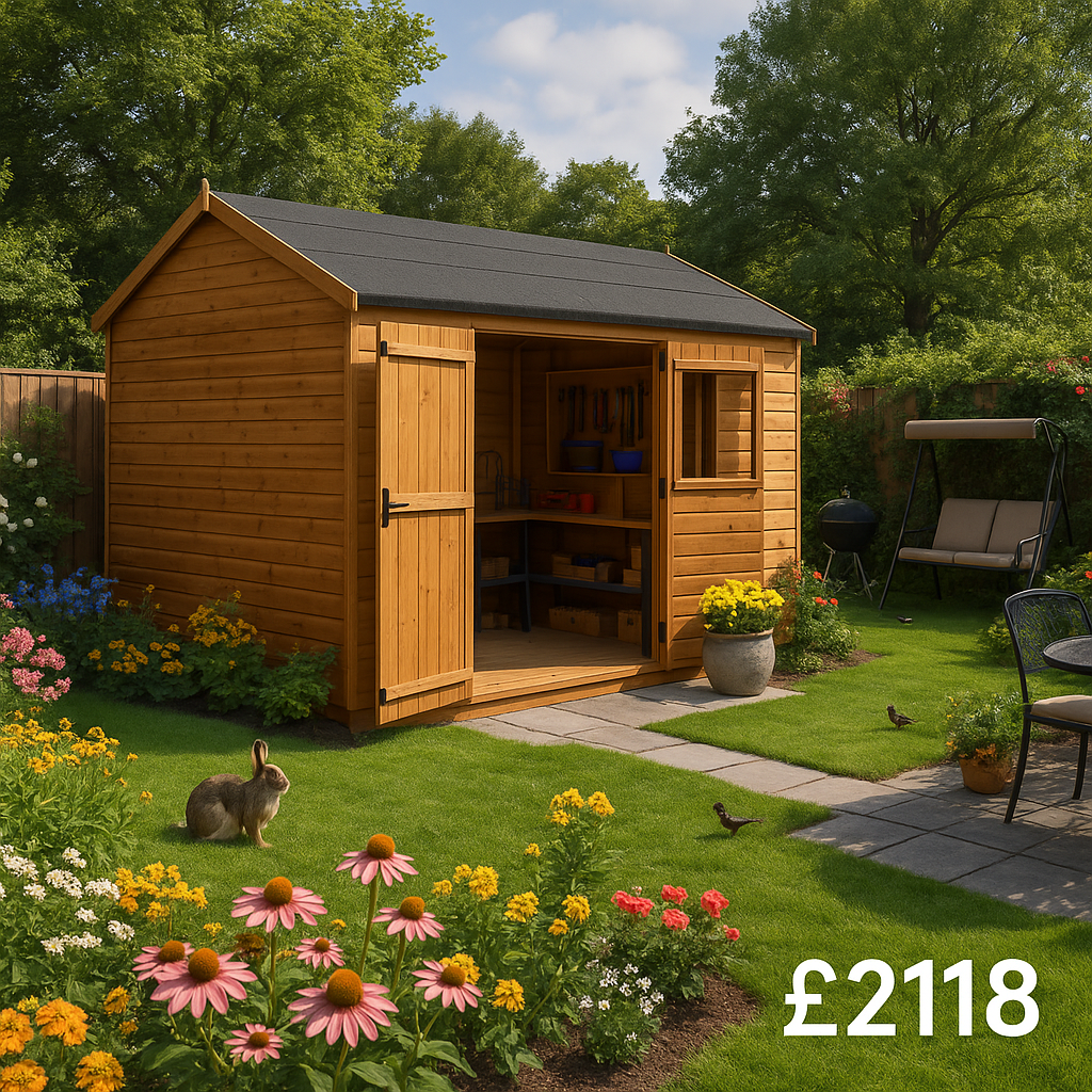 14'x10' Tiger Loglap Workman Apex Shed - Garden Workshop Sheds - 0% Finance - Buy Now Pay Later - Tiger Sheds