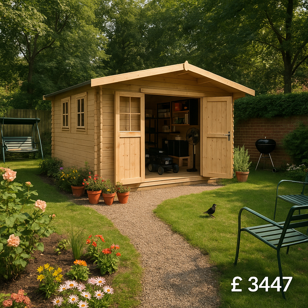 14'x12' Javan Reduced Height Log Cabin - Workshop Log Cabins - 0% Finance - Buy Now Pay Later - Tiger Sheds