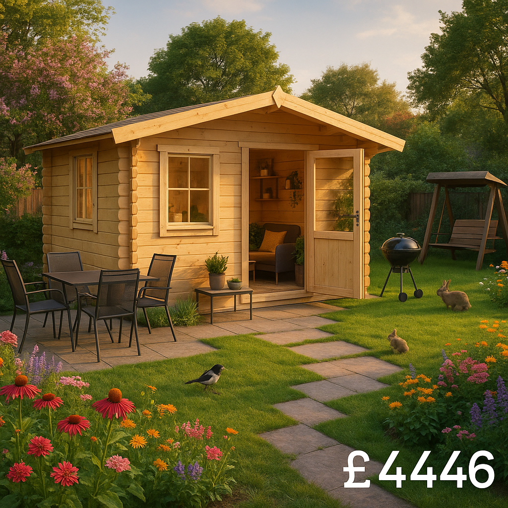 14'x12' Milne Log Cabin - 44mm Garden Log Cabins - 0% Finance - Buy Now Pay Later - Tiger Sheds