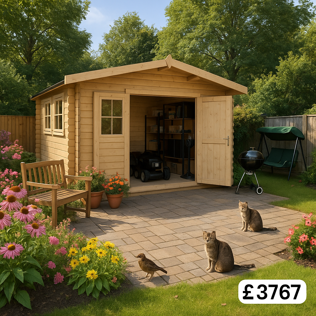 14'x14' Javan Reduced Height Log Cabin - Workshop Log Cabins - 0% Finance - Buy Now Pay Later - Tiger Sheds