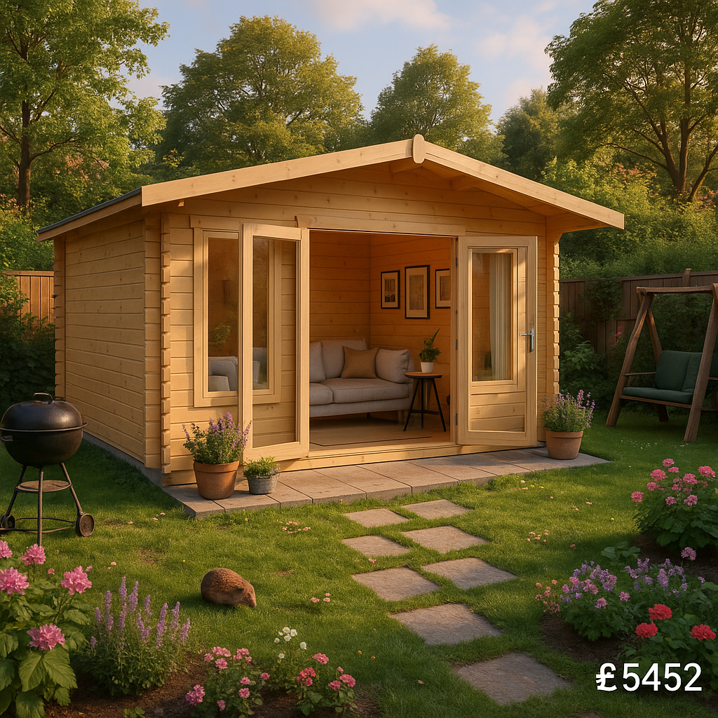 14'x16' Shere Log Cabins - 44mm Log Cabin - 0% Finance - Buy Now Pay Later - Tiger Sheds