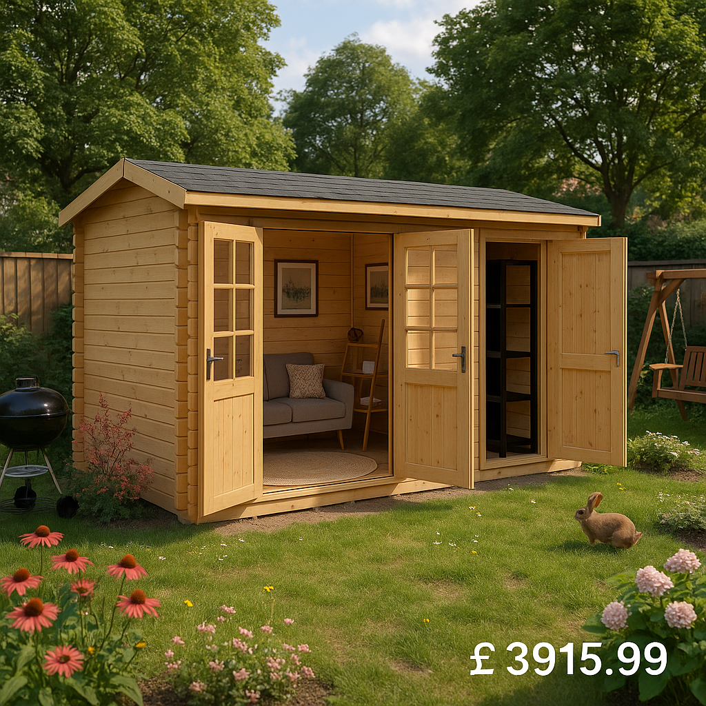 14'x8' Capetus Reduced Height Log Cabin - 44mm Garden Log Cabins - 0% Finance - Buy Now Pay Later - Tiger Sheds