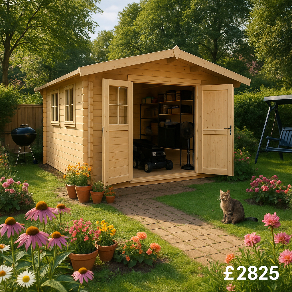 14'x8' Javan Reduced Height Log Cabin - Workshop Log Cabins - 0% Finance - Buy Now Pay Later - Tiger Sheds