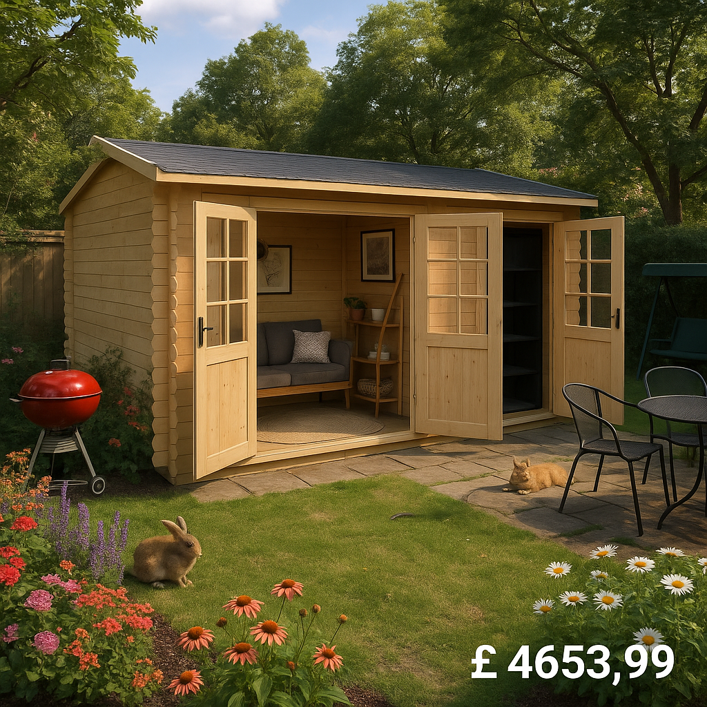 16'x10' Capetus Reduced Height Log Cabin - 44mm Garden Log Cabins - 0% Finance - Buy Now Pay Later - Tiger Sheds