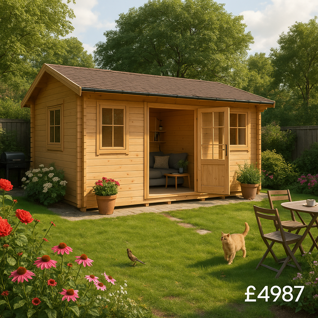 16'x10' Delta Reduced Height Log Cabin - 44mm Log Cabin - 0% Finance - Buy Now Pay Later - Tiger Sheds