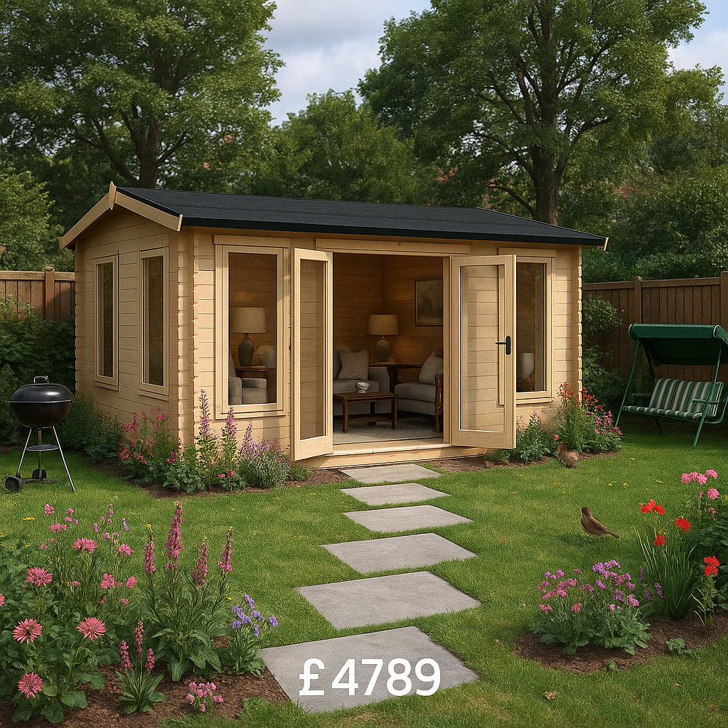 16'x10' Gamma Reduced Height Log Cabin - 44mm Log Cabins - 0% Finance - Buy Now Pay Later - Tiger Sheds