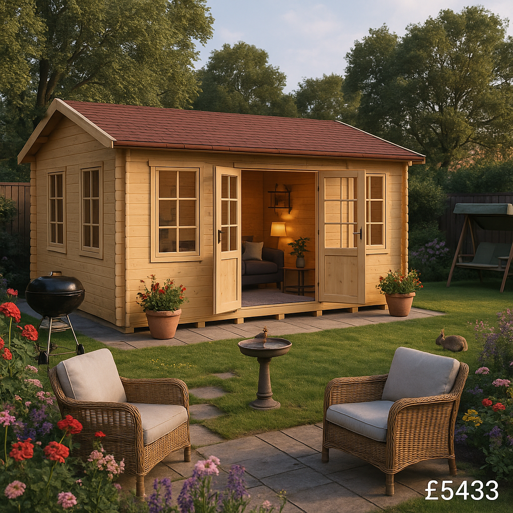16'x12' Delta Reduced Height Log Cabin - 44mm Log Cabin - 0% Finance - Buy Now Pay Later - Tiger Sheds