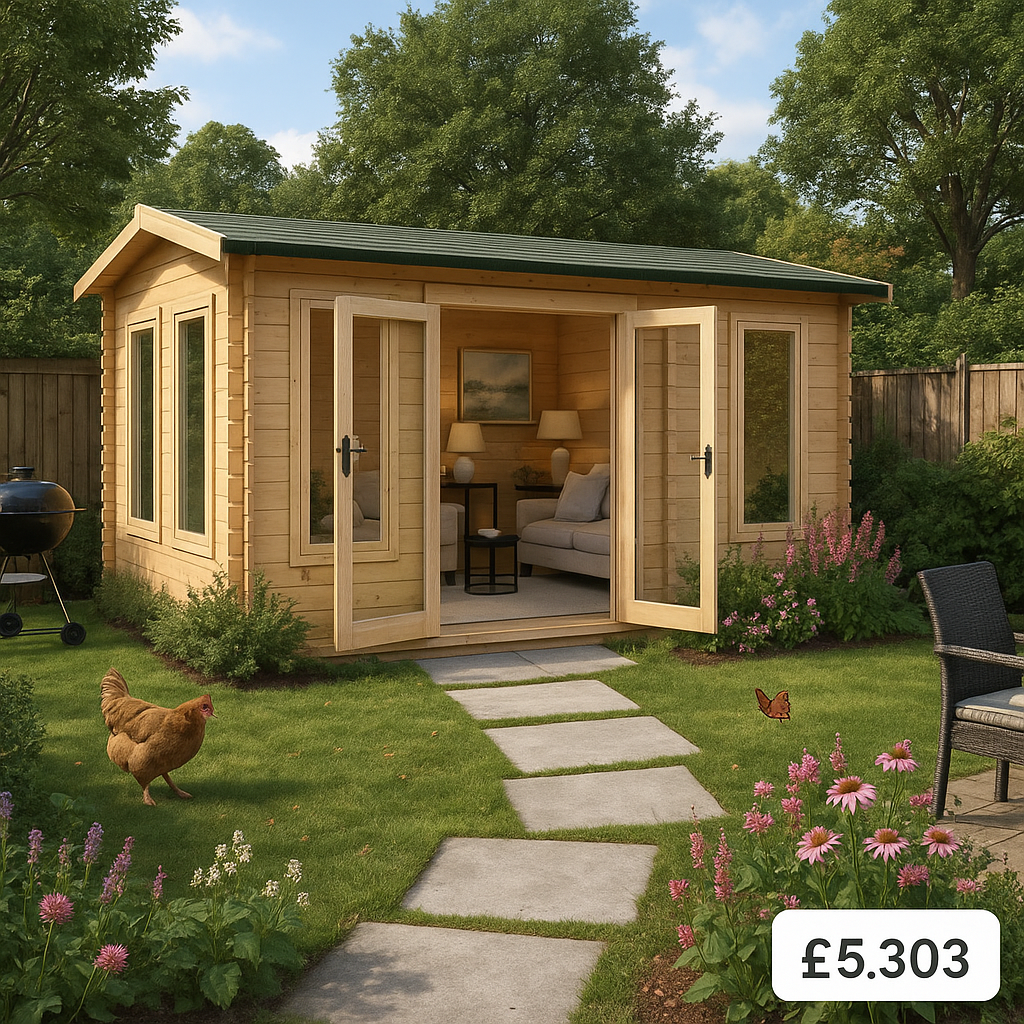 16'x12' Gamma Reduced Height Log Cabin - 44mm Log Cabins - 0% Finance - Buy Now Pay Later - Tiger Sheds