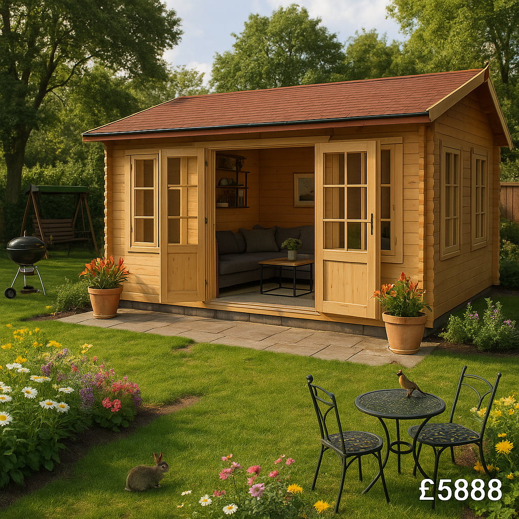 16'x14' Delta Reduced Height Log Cabin - 44mm Log Cabin - 0% Finance - Buy Now Pay Later - Tiger Sheds
