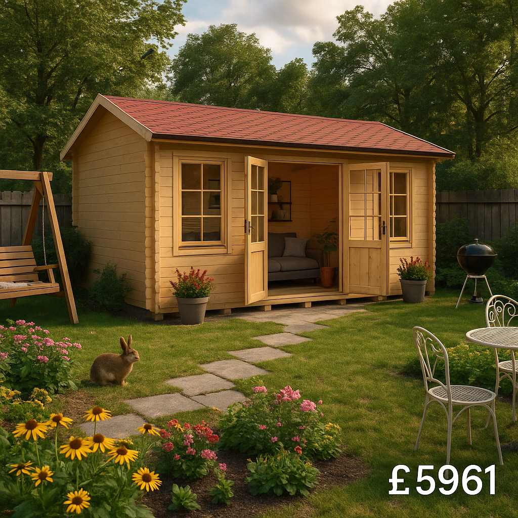18'x12' Delta Reduced Height Log Cabin - 44mm Log Cabin - 0% Finance - Buy Now Pay Later - Tiger Sheds