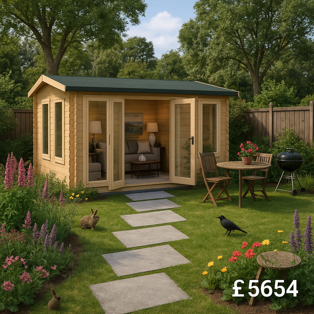 18'x12' Gamma Reduced Height Log Cabin - 44mm Log Cabins - 0% Finance - Buy Now Pay Later - Tiger Sheds