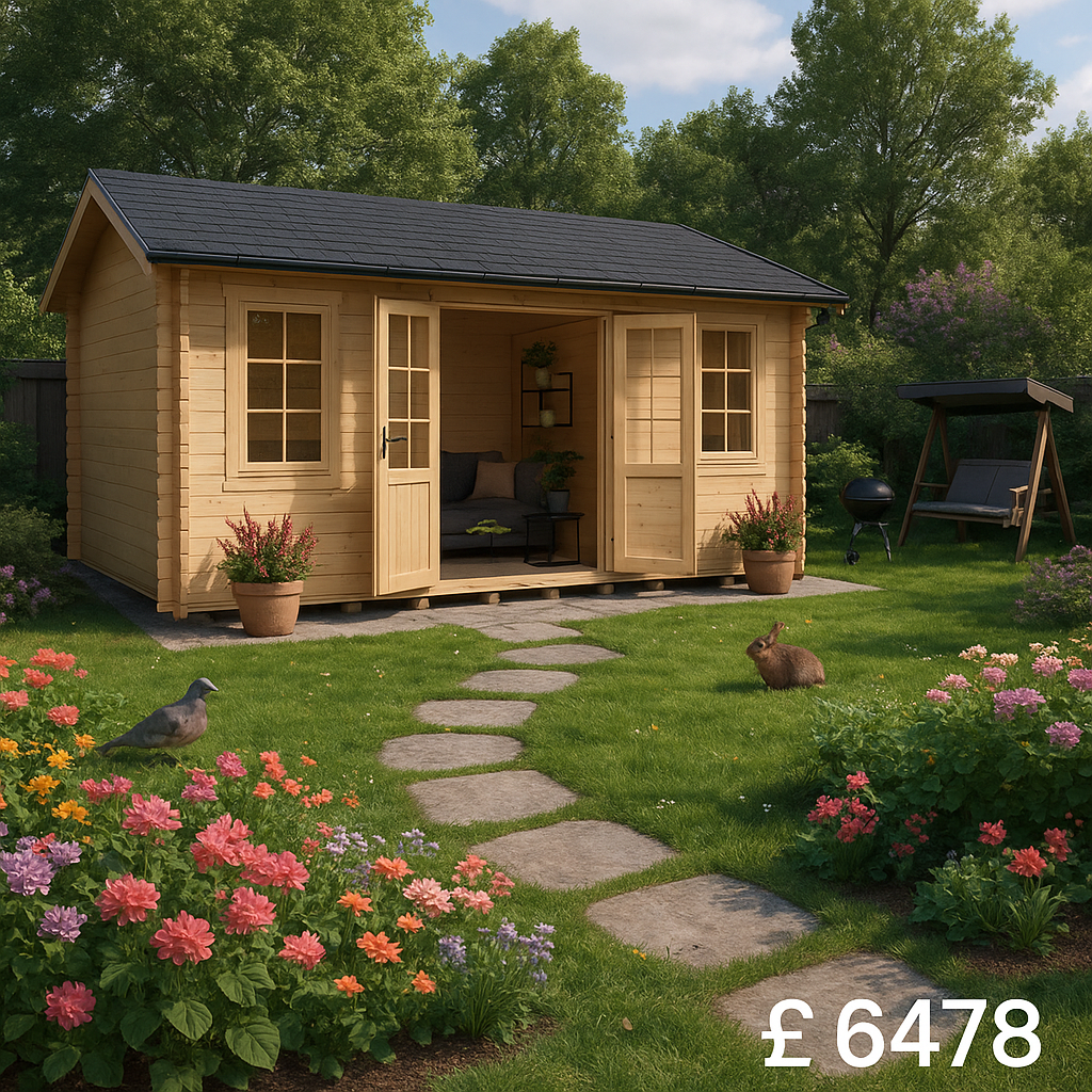 18'x14' Delta Reduced Height Log Cabin - 44mm Log Cabin - 0% Finance - Buy Now Pay Later - Tiger Sheds