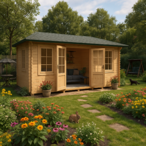 20'x12' Delta Reduced Height Log Cabin - 44mm Log Cabin - 0% Finance - Buy Now Pay Later - Tiger Sheds