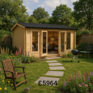 20'x12' Gamma Reduced Height Log Cabin - 44mm Log Cabins - 0% Finance - Buy Now Pay Later - Tiger Sheds