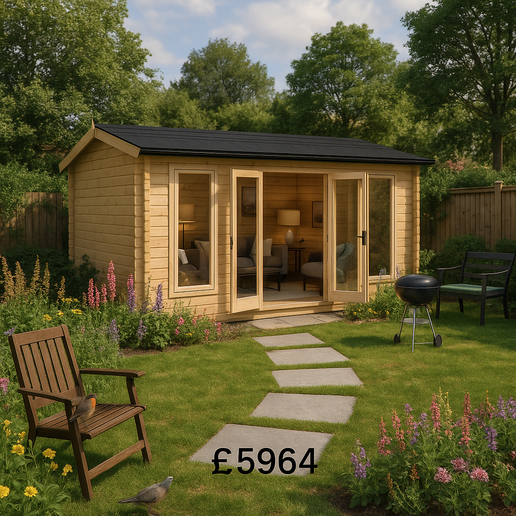 20'x12' Gamma Reduced Height Log Cabin - 44mm Log Cabins - 0% Finance - Buy Now Pay Later - Tiger Sheds
