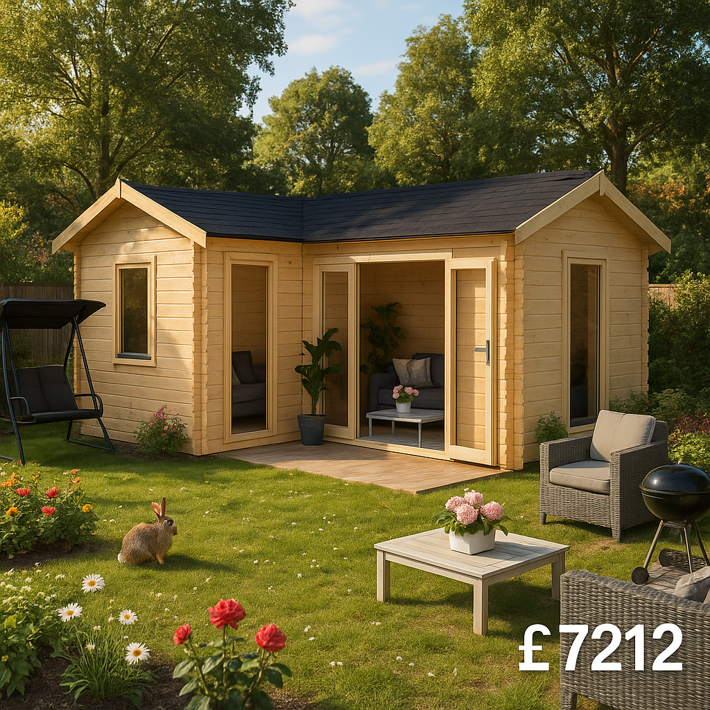 20'x18' L-Shaped Log Cabin - 0% Finance - Buy Now Pay Later - Tiger Sheds