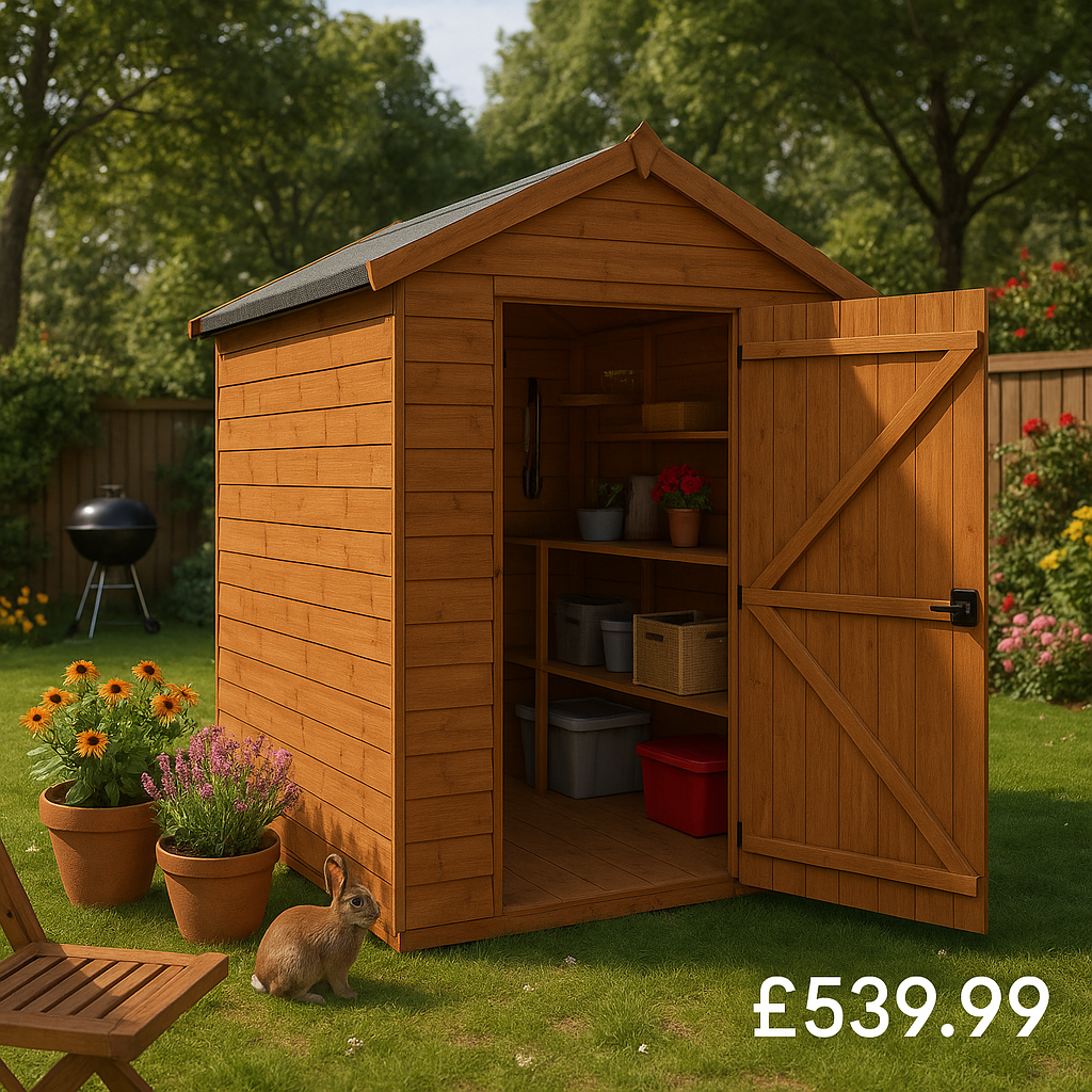 4'x6' Tigerflex Shiplap Apex Shed With Windows - Fast Delivery Outdoor Wooden Shed - 0% Interest Free Monthly Finance Available - Buy Now Pay Later