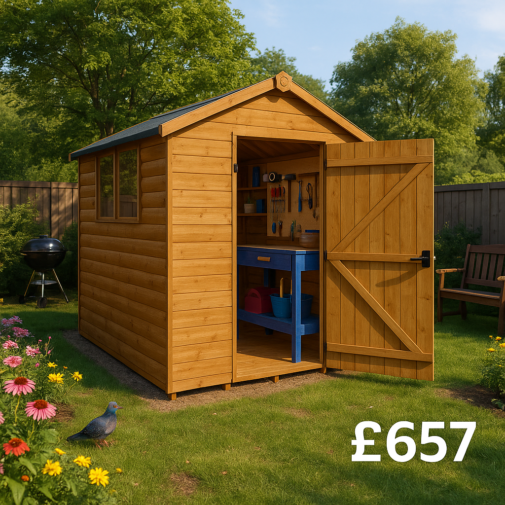 6'x6' Tiger Loglap Apex Shed - Wooden Loglap Sheds - 0% Finance - Buy Now Pay Later - Tiger Sheds