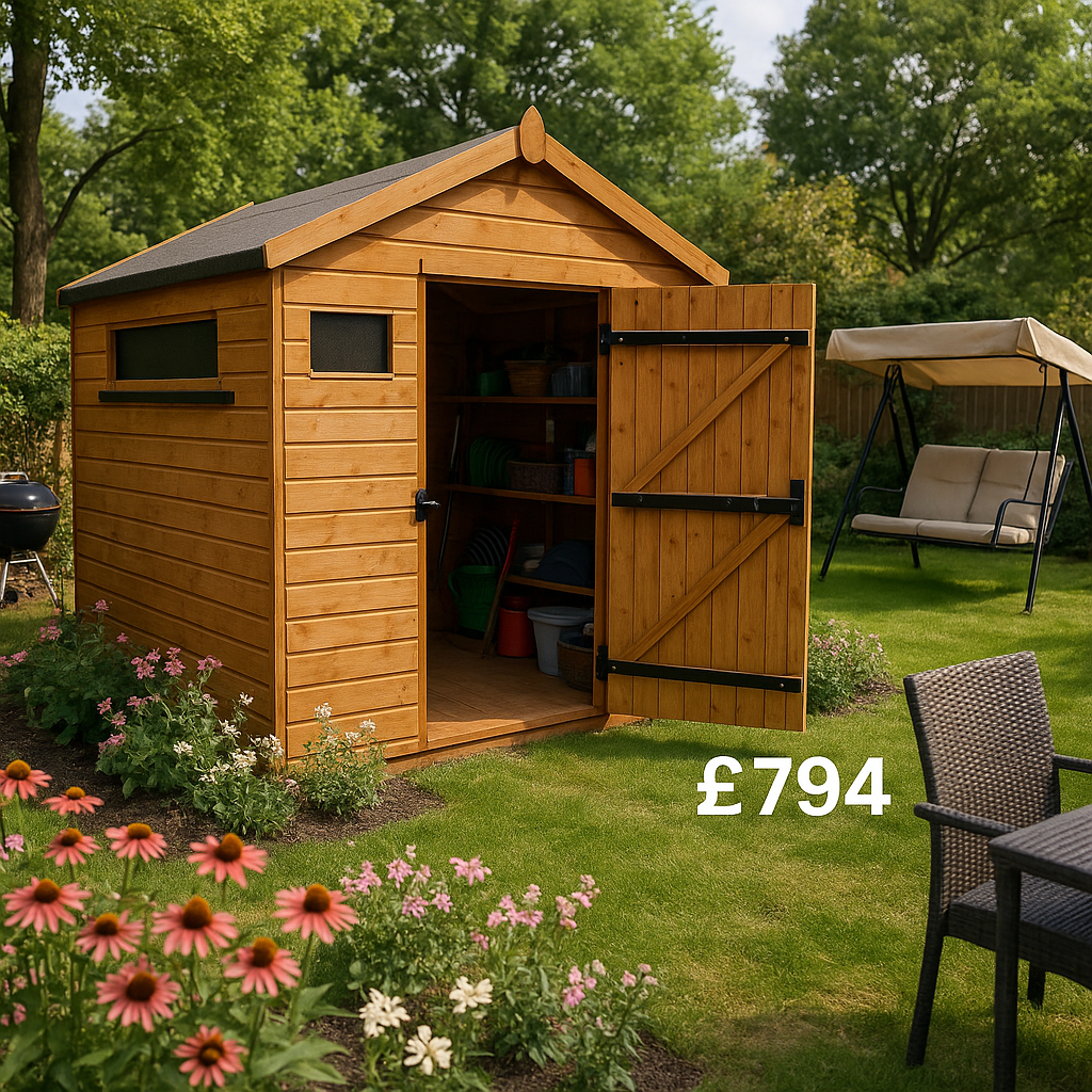 7'x5' Secure Garden Sheds - Security Apex Sheds UK - 0% Finance - Buy Now Pay Later - Tiger Sheds