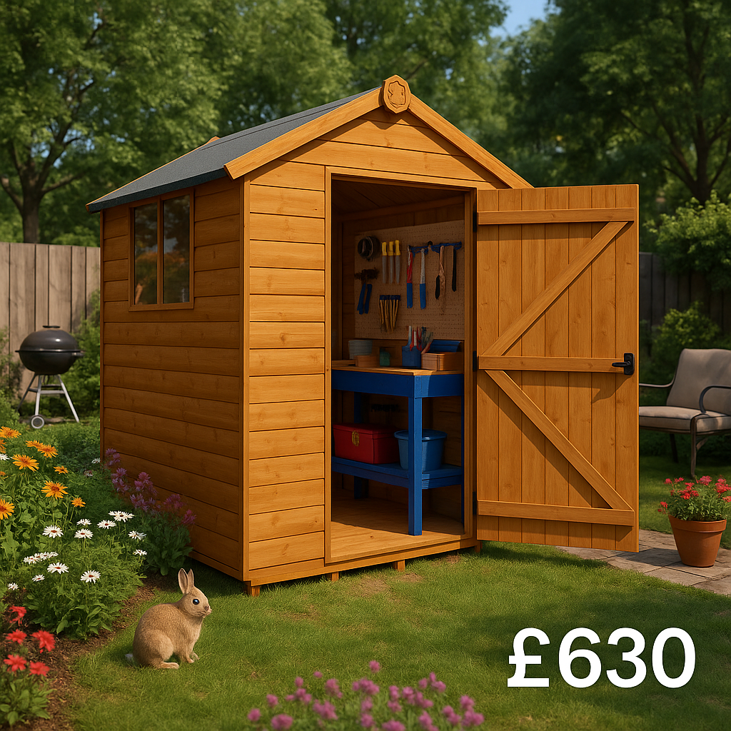 7'x5' Tiger Loglap Apex Shed - Wooden Loglap Sheds - 0% Finance - Buy Now Pay Later - Tiger Sheds