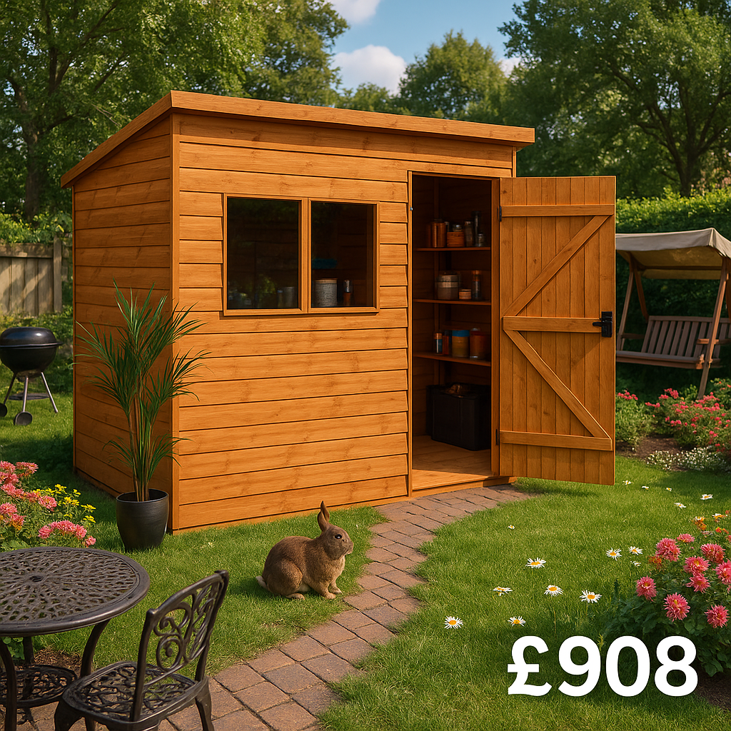 7'x5' Tiger Loglap Extra High Pent - Wooden Garden Sheds - 0% Finance - Buy Now Pay Later - Tiger Sheds