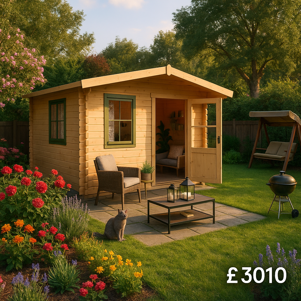8'x10' Milne Log Cabin - 44mm Garden Log Cabins - 0% Finance - Buy Now Pay Later - Tiger Sheds