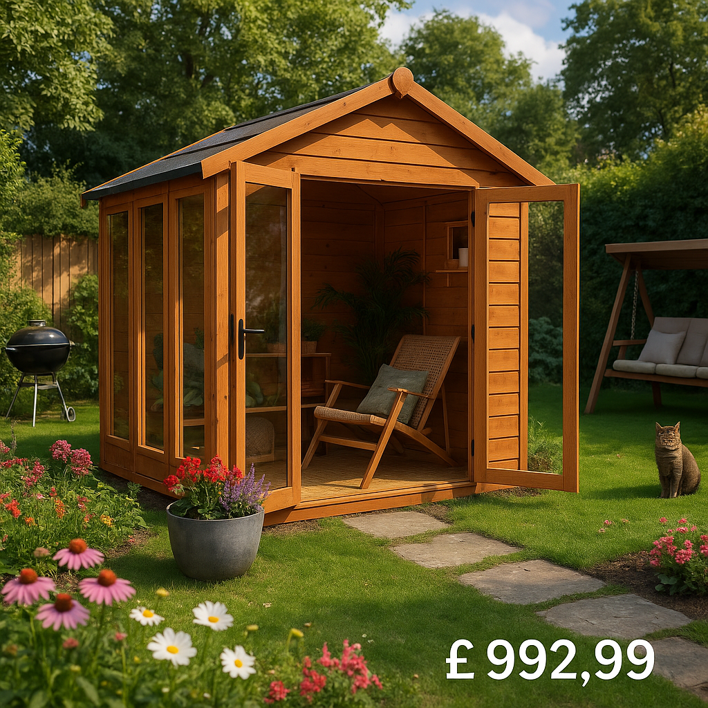 8'x4' TigerFlex® Shiplap Apex Full Pane Summerhouse - 0% Finance - Buy Now Pay Later - Tiger Sheds
