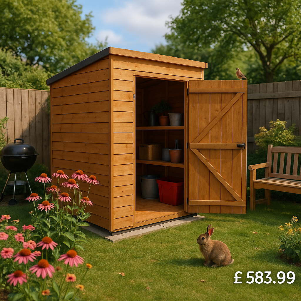 8'x4' Tigerflex Shiplap Pent Windowless Shed - Fast Delivery Outdoor Wooden Shed - 0% Interest Free Monthly Finance Available - Buy Now Pay Later -