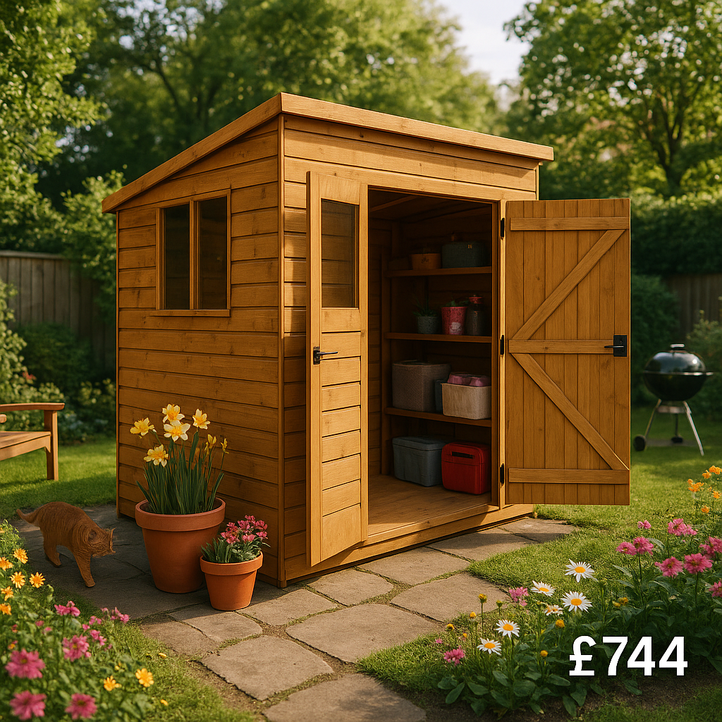 8'x6' Shiplap Pent 2-Door Shed With Windows - Custom Garden Sheds - TigerFlex Fast Delivery - 0% Finance - Buy Now Pay Later - Tiger Sheds