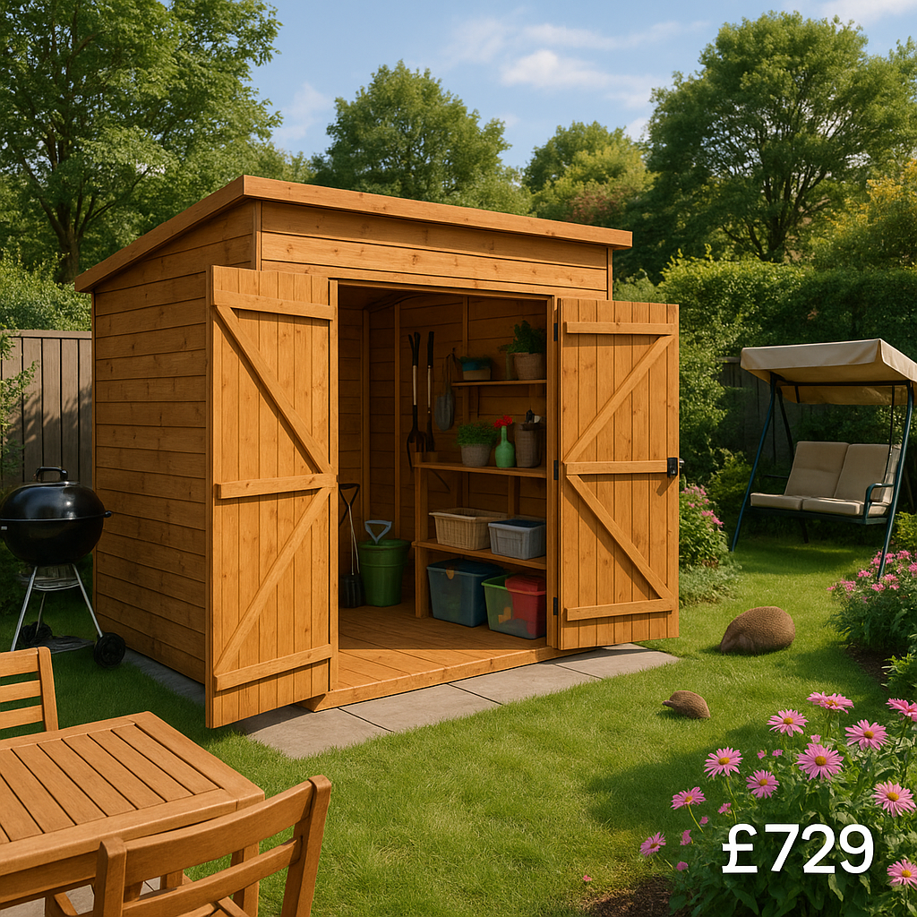 8'x6' Shiplap Pent Windowless 2-Door Shed - Custom Garden Sheds - TigerFlex Fast Delivery - 0% Finance - Buy Now Pay Later - Tiger Sheds