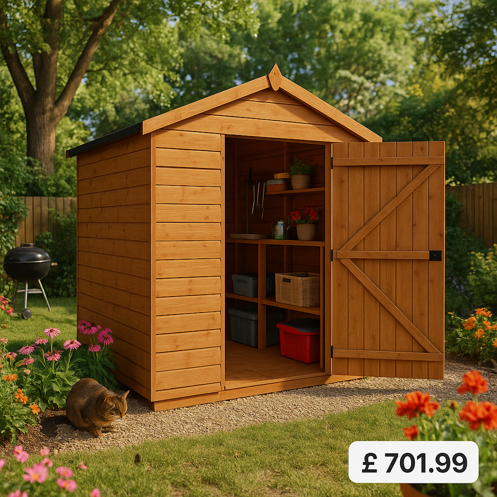 8'x6' Tigerflex Shiplap Apex Shed With Windows - Fast Delivery Outdoor Wooden Shed - 0% Interest Free Monthly Finance Available - Buy Now Pay Later
