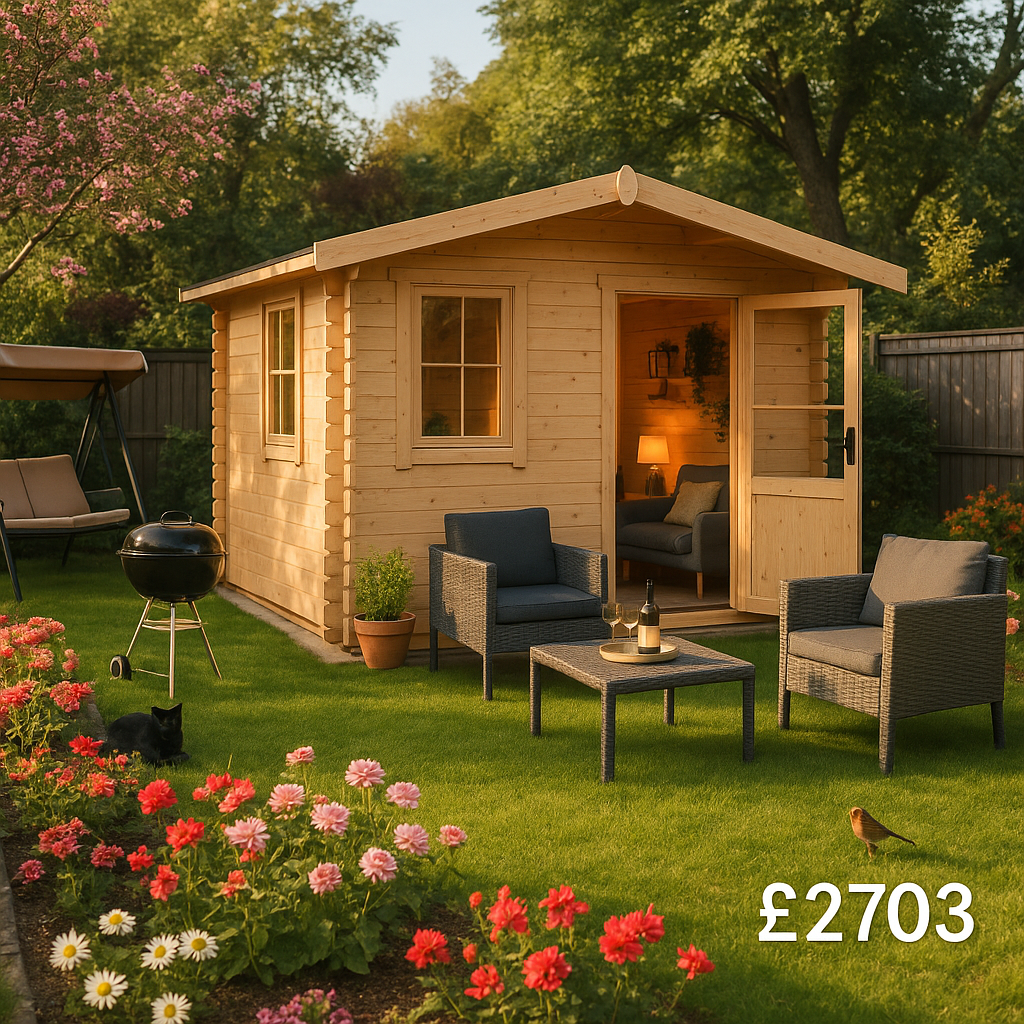 8'x8' Milne Log Cabin - 44mm Garden Log Cabins - 0% Finance - Buy Now Pay Later - Tiger Sheds