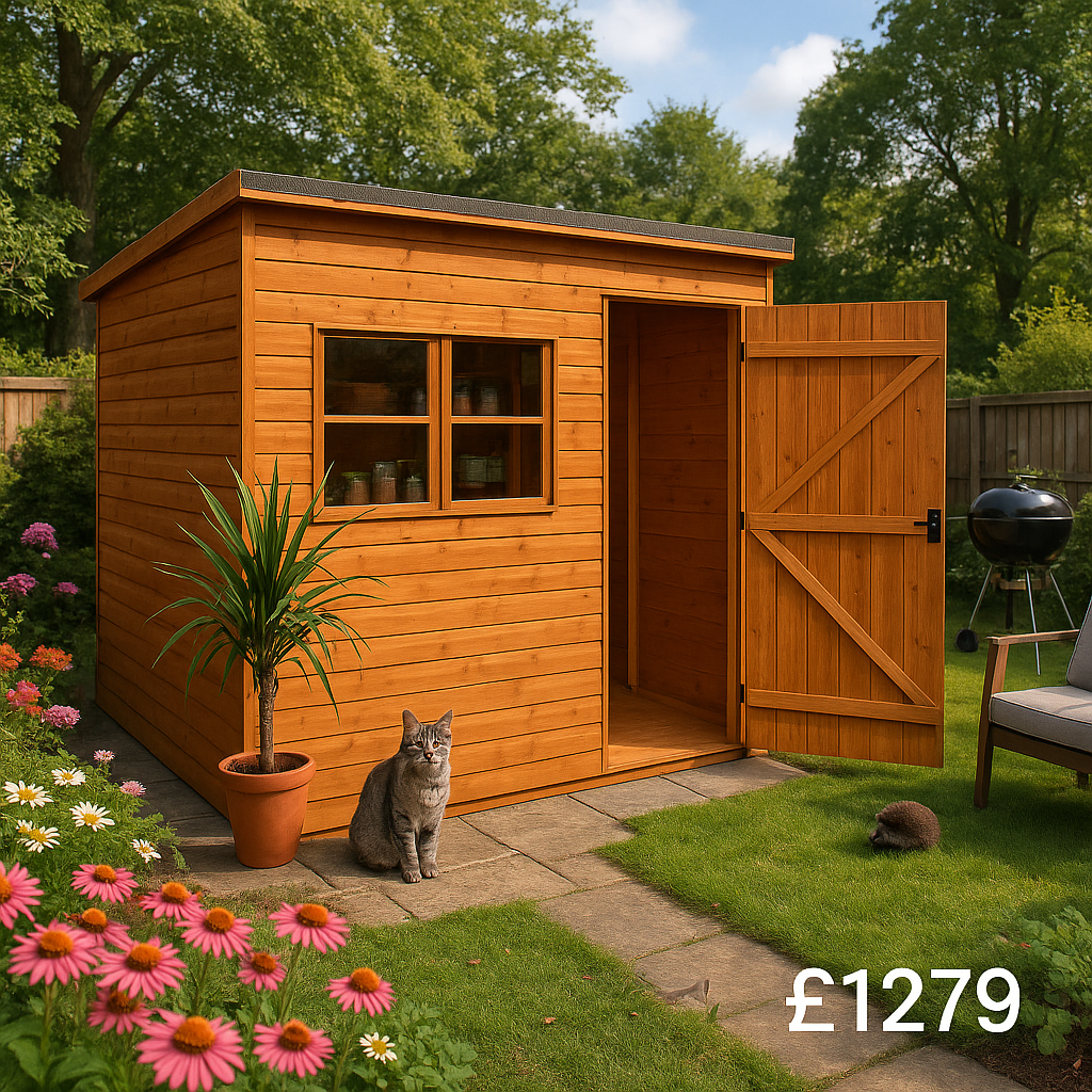 8'x8' Tiger Loglap Extra High Pent - Wooden Garden Sheds - 0% Finance - Buy Now Pay Later - Tiger Sheds