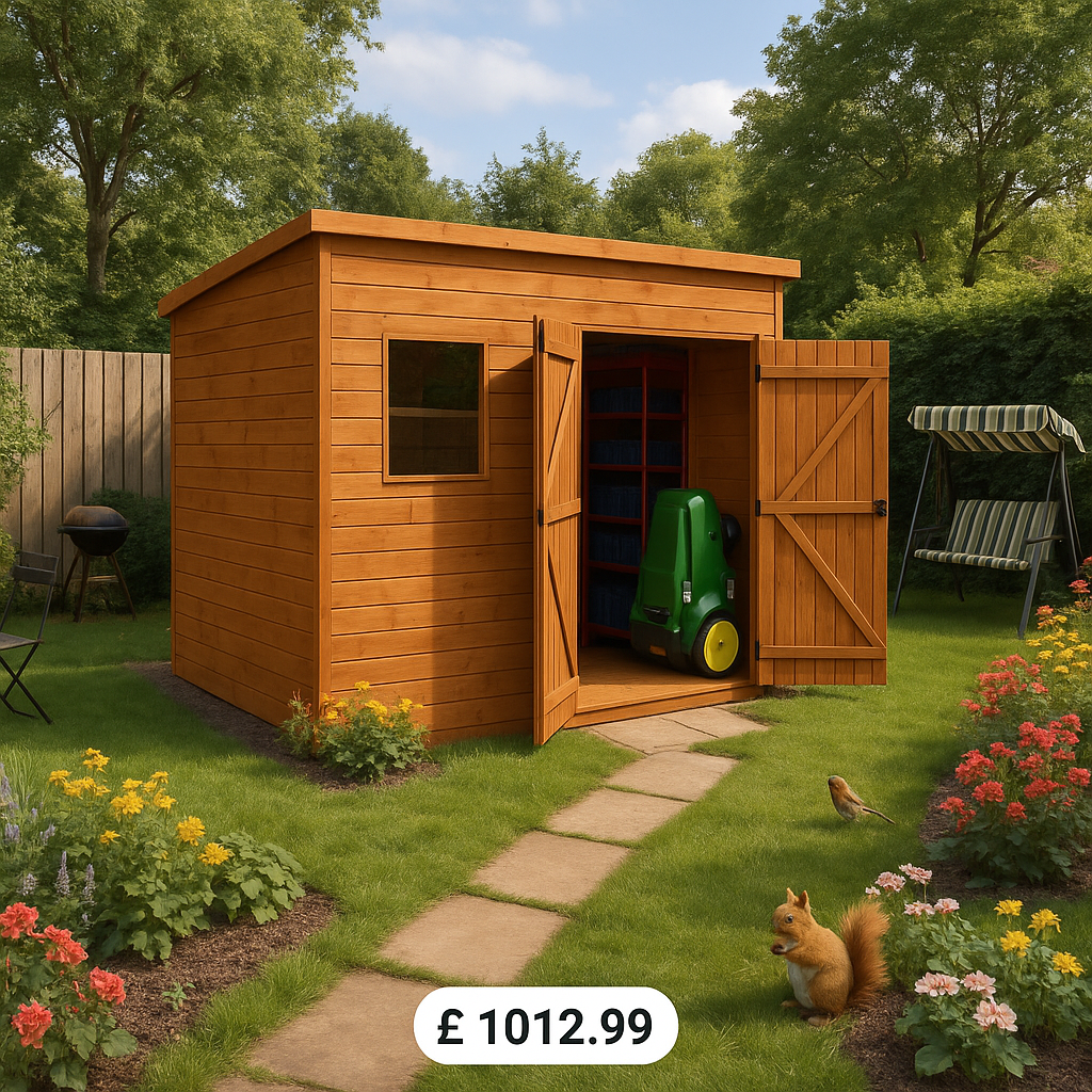 8'x8' Tiger Shiplap Extra High Pent Double Door Shed - Wooden Garden Sheds - 0% Finance - Buy Now Pay Later - Tiger Sheds
