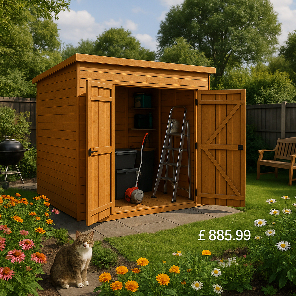 8'x8' Tiger Shiplap Windowless Pent Double Door Shed - Wooden Shiplap Sheds - 0% Finance - Buy Now Pay Later - Tiger Sheds
