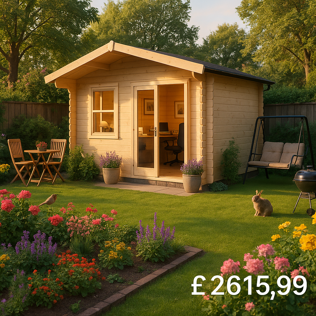 Garden Office - 10'x10' The Caspian 28mm Log Cabin - 0% Finance - Buy Now Pay Later - Tiger Sheds