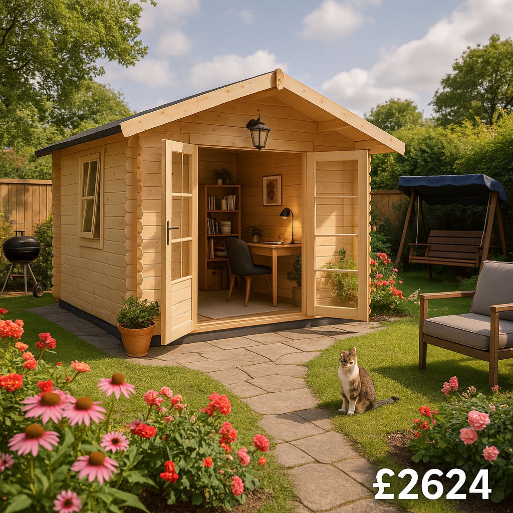 Garden Office - 10'x10' The Panthera 28mm Log Cabin - 0% Finance - Buy Now Pay Later - Tiger Sheds
