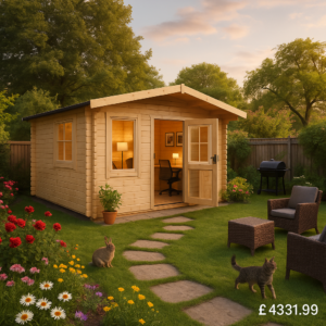 Garden Office - 10'x14' The Zeta 44mm Log Cabin - 0% Finance - Buy Now Pay Later - Tiger Sheds