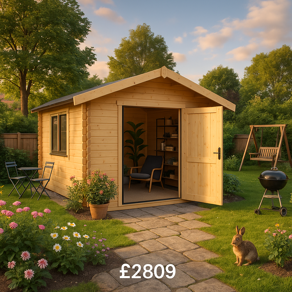Garden Office - 10'x8' Rayner Log Cabin - Workshop Log Cabins - 0% Finance - Buy Now Pay Later - Tiger Sheds